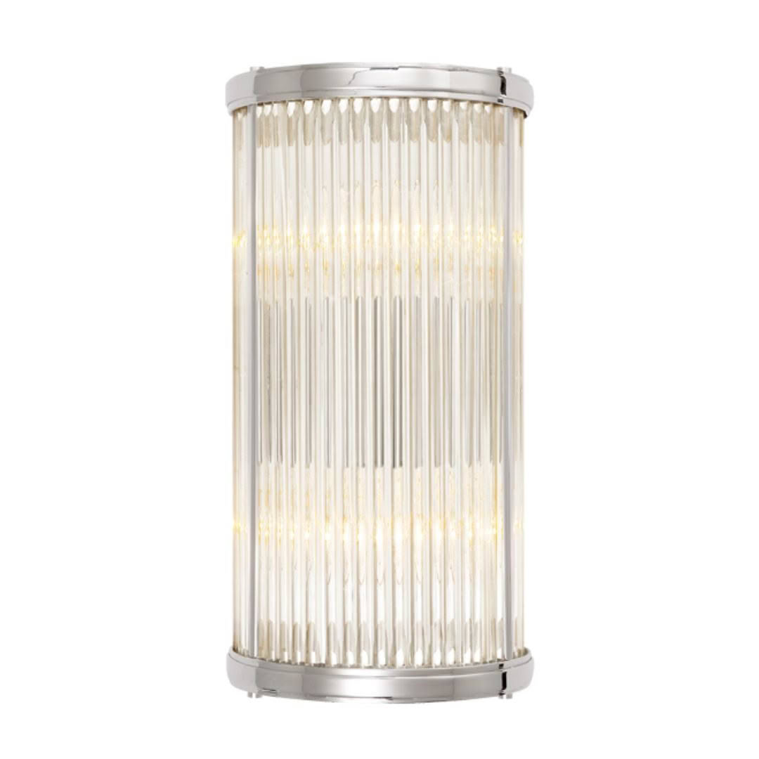 Elegant cylindrical glass rod chandelier with illuminated interior