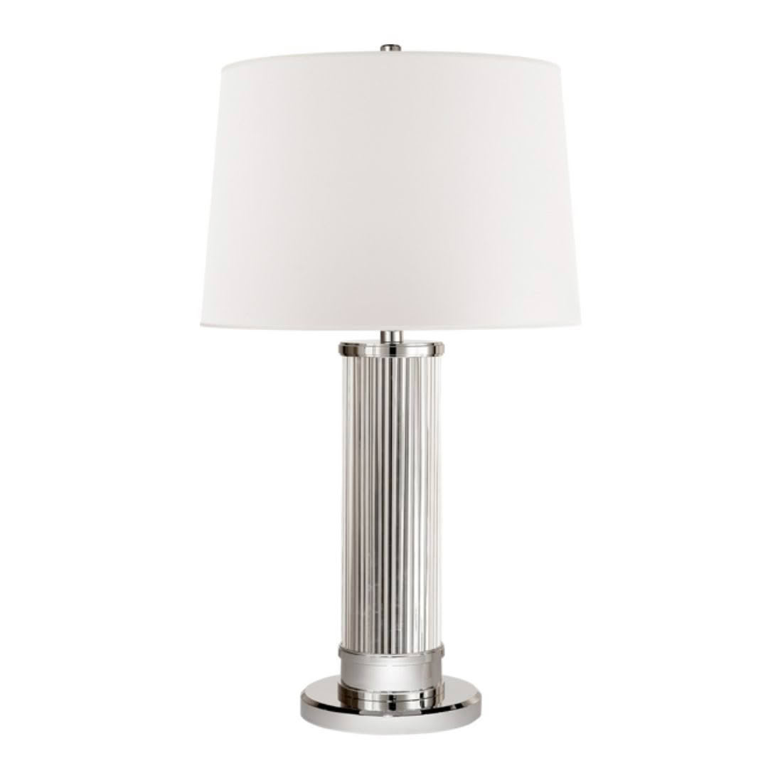 Modern silver table lamp with white shade