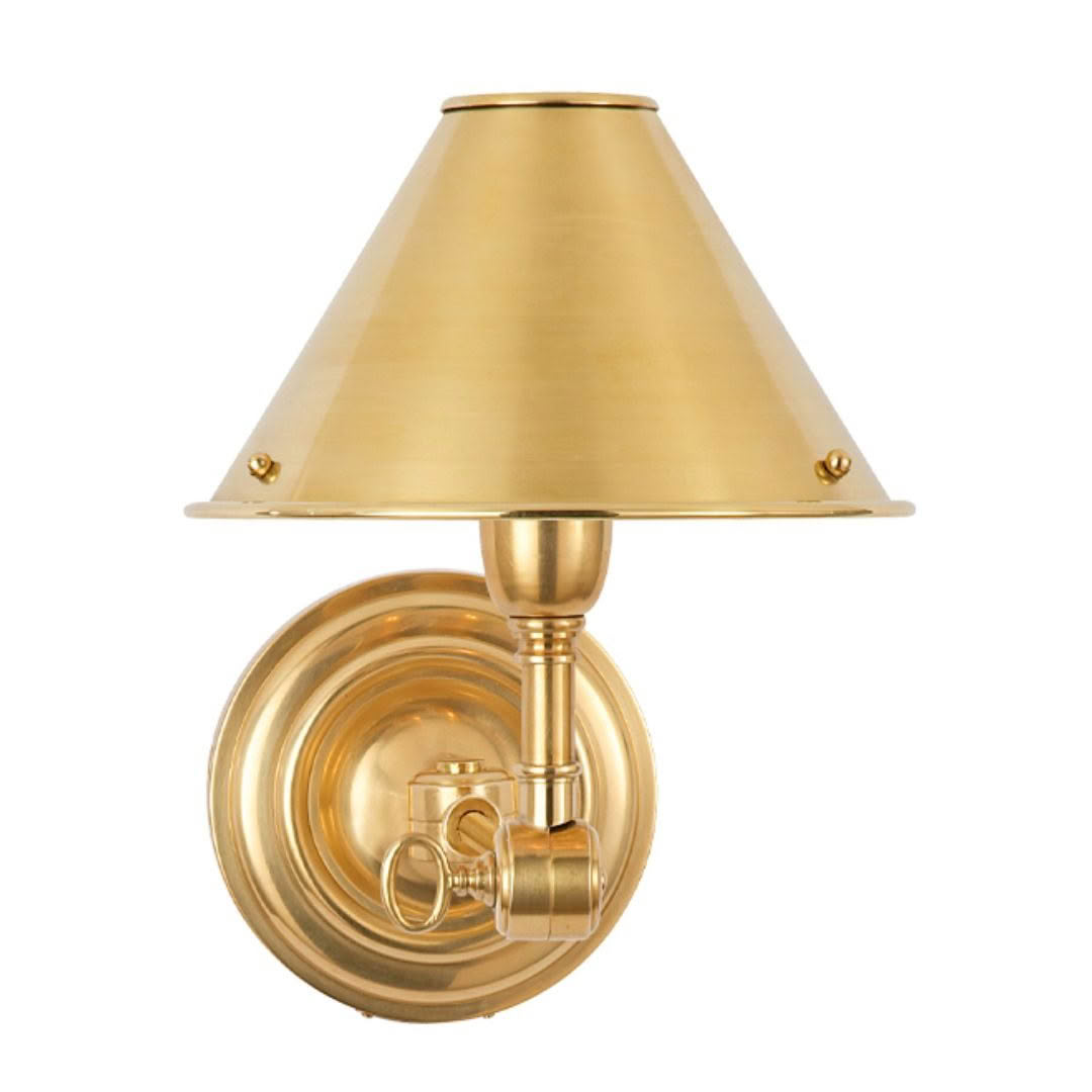 Brass wall-mounted cone sconce light