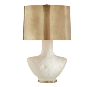 Armato Small Table Lamp White with Antique-Burnished Brass Shade