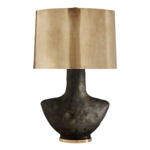 Armato Small Table Lamp Black with Antique-Burnished Brass Shade
