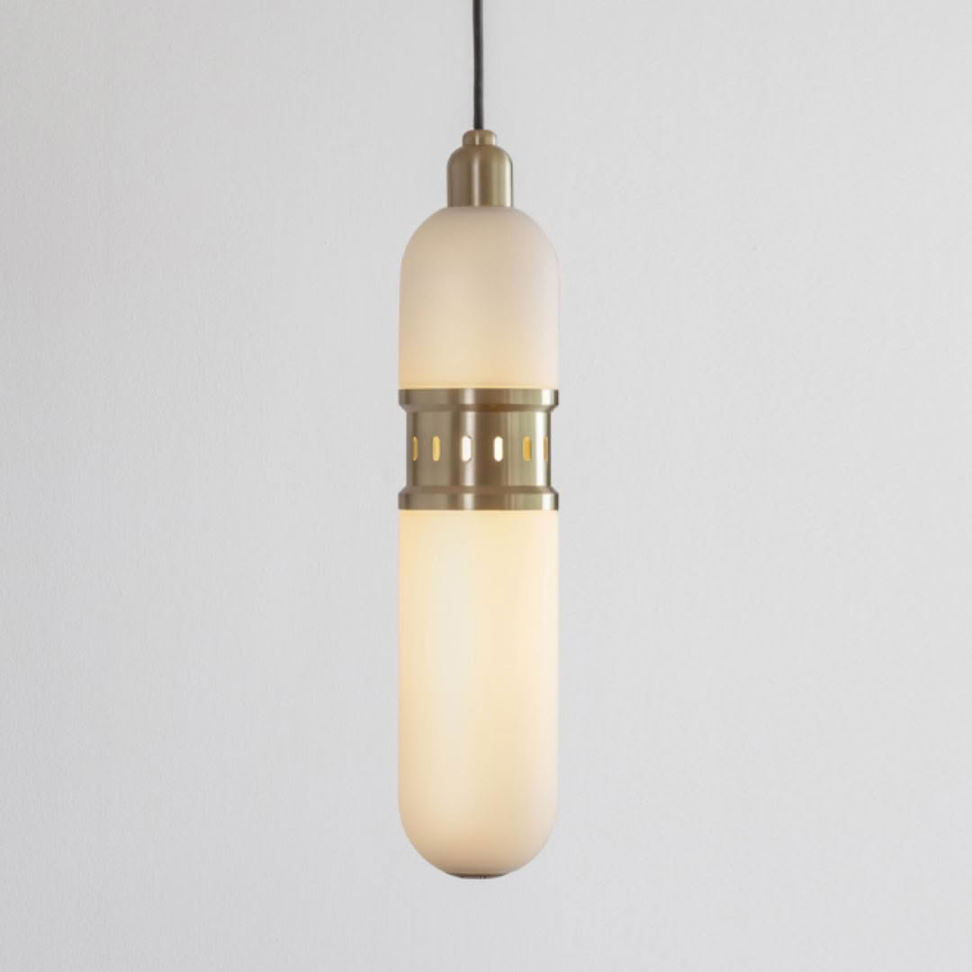 Modern hanging pendant light with frosted glass