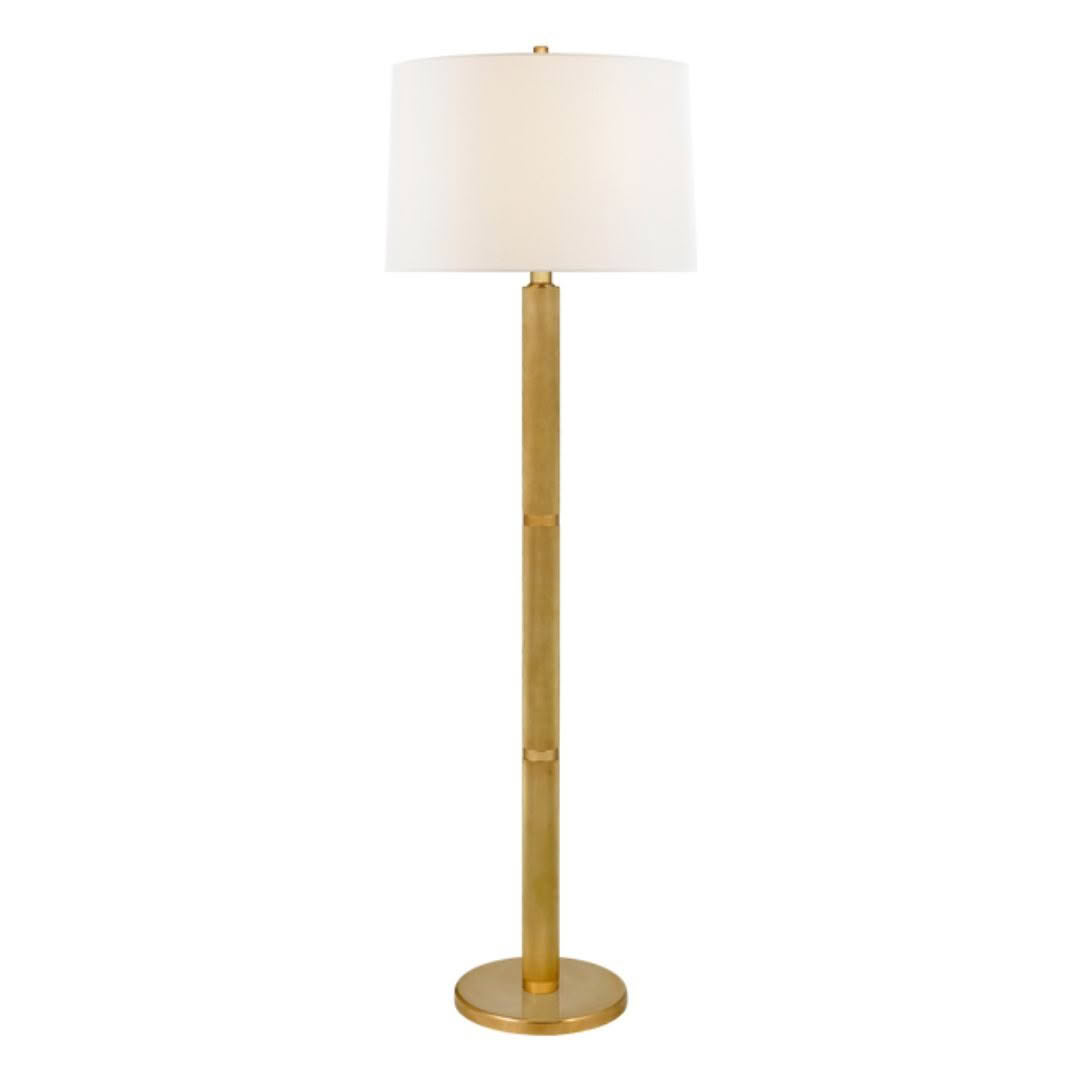 Gold floor lamp with white shade