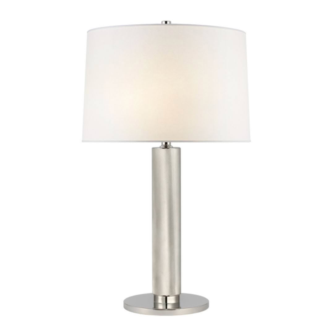 Modern silver table lamp with white shade