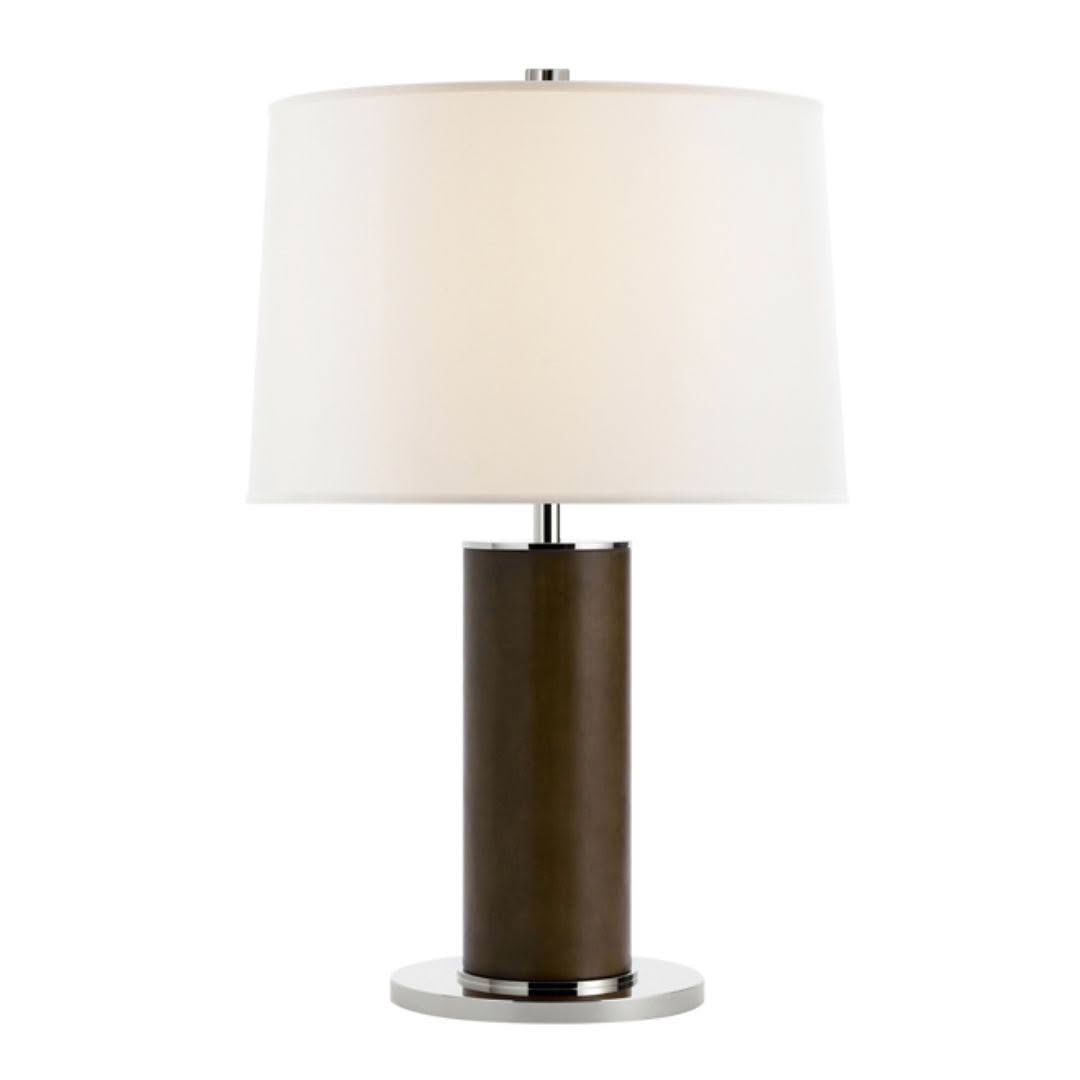 Modern brown table lamp with white shade