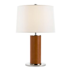 Elegant brown and white table lamp with silver base