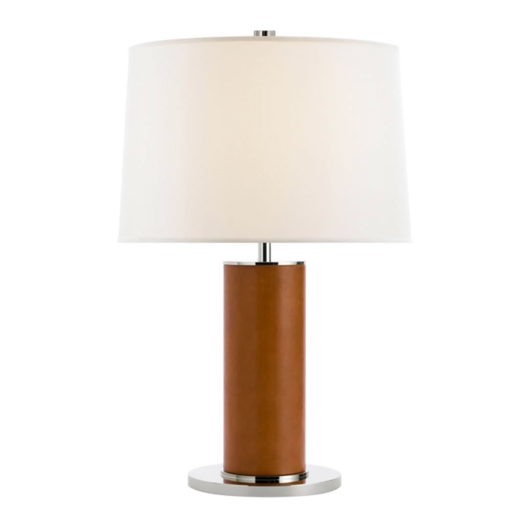 Elegant brown and white table lamp with silver base
