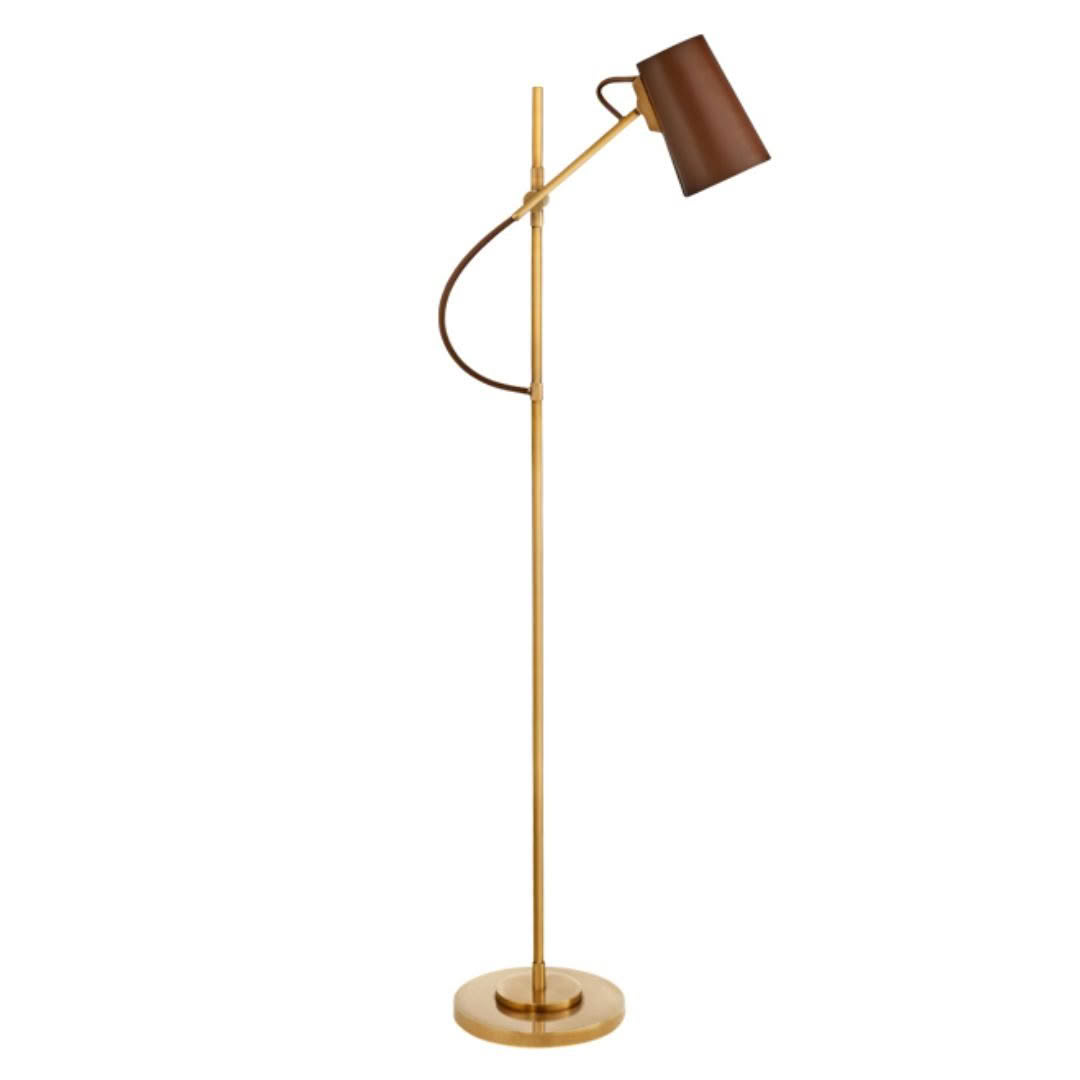 Modern gold floor lamp with brown shade