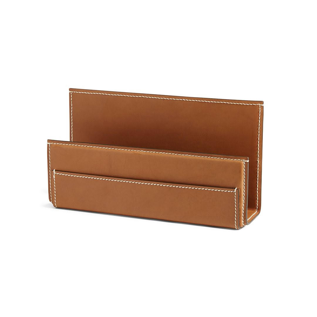 Two brown leather document organizers isolated on white