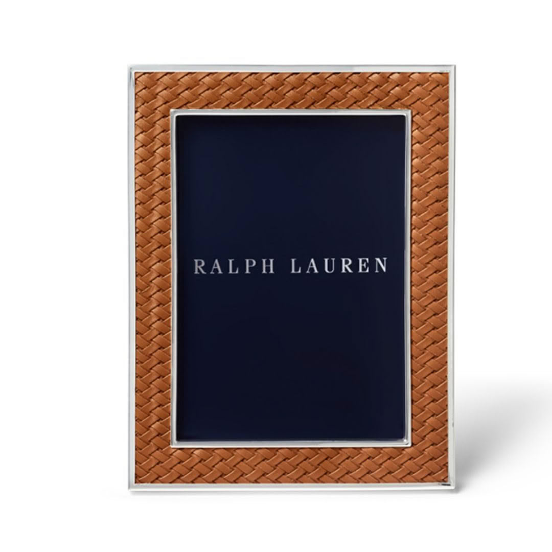 Ralph Lauren logo on dark blue, wicker frame