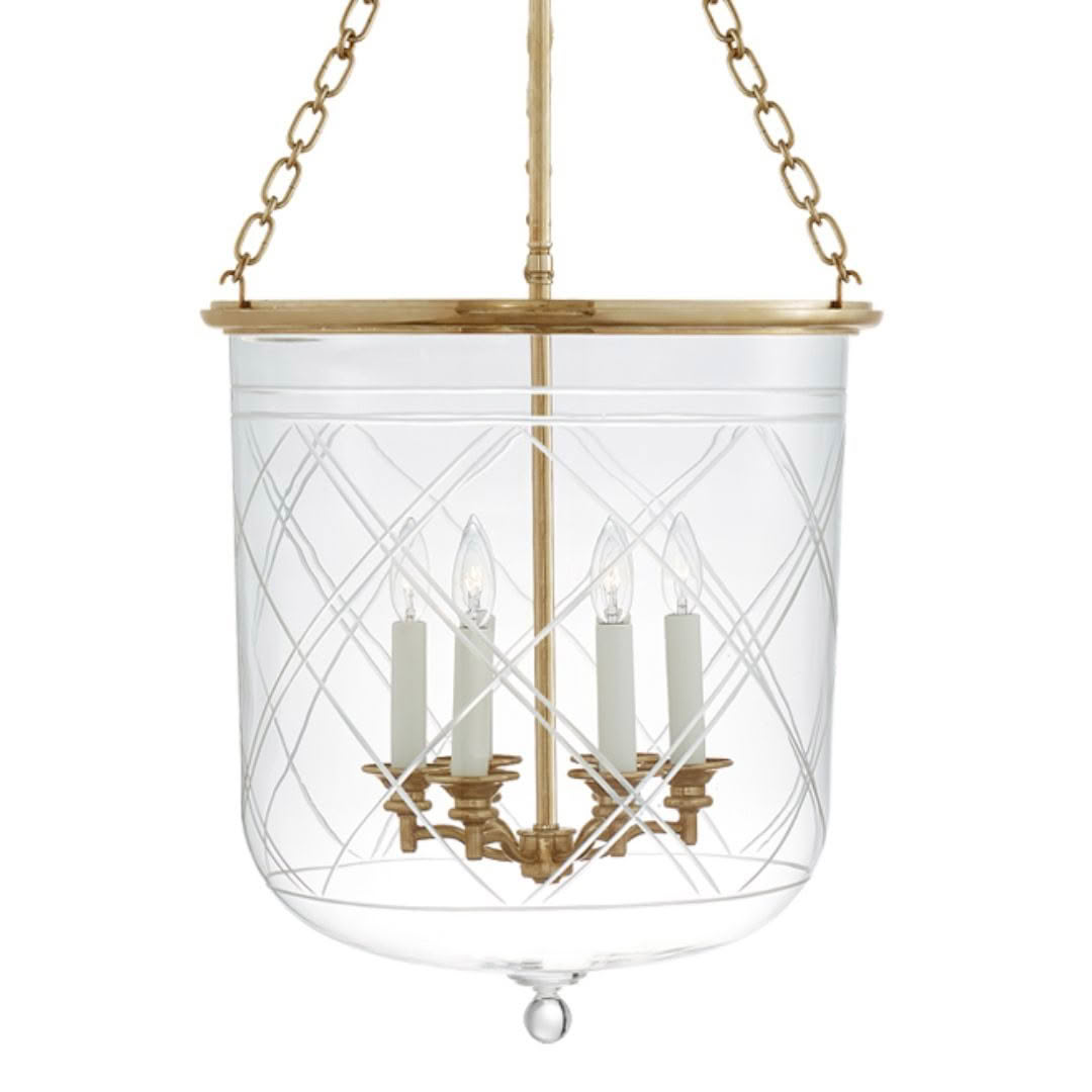 Elegant glass chandelier with gold accents