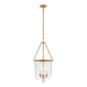 Elegant gold chandelier with glass enclosure