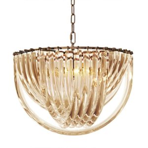 MURANO CHANDELIER - CHAMPAGNE ACRYLIC & ANTIQUE BRASS FINISH