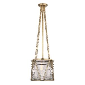 Brass pendant light with chain and glass shade