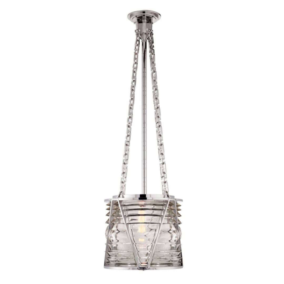 Modern silver pendant light with glass accents