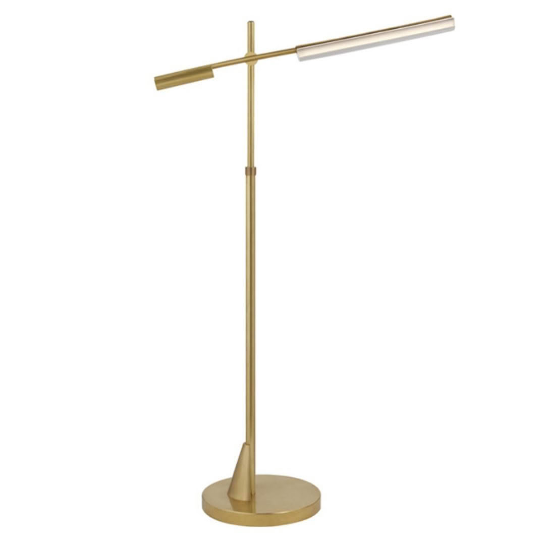 Gold-toned modern LED floor lamp