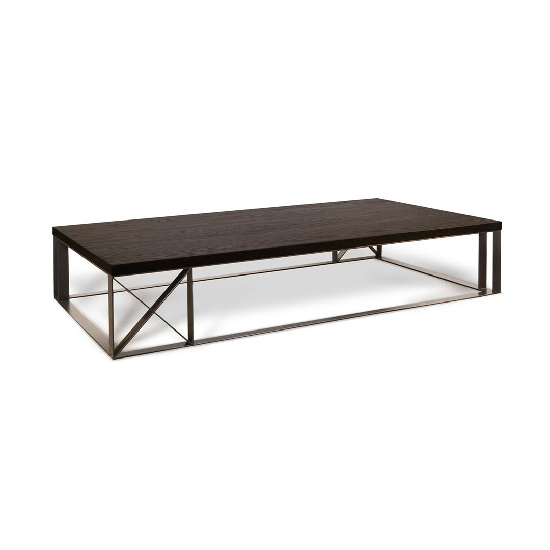 Modern dark wood coffee table with metal frame