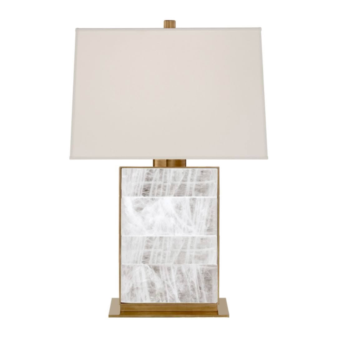 Elegant marble and brass table lamp with rectangular shade