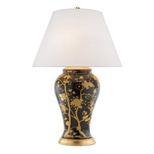 Elegant black and gold floral table lamp