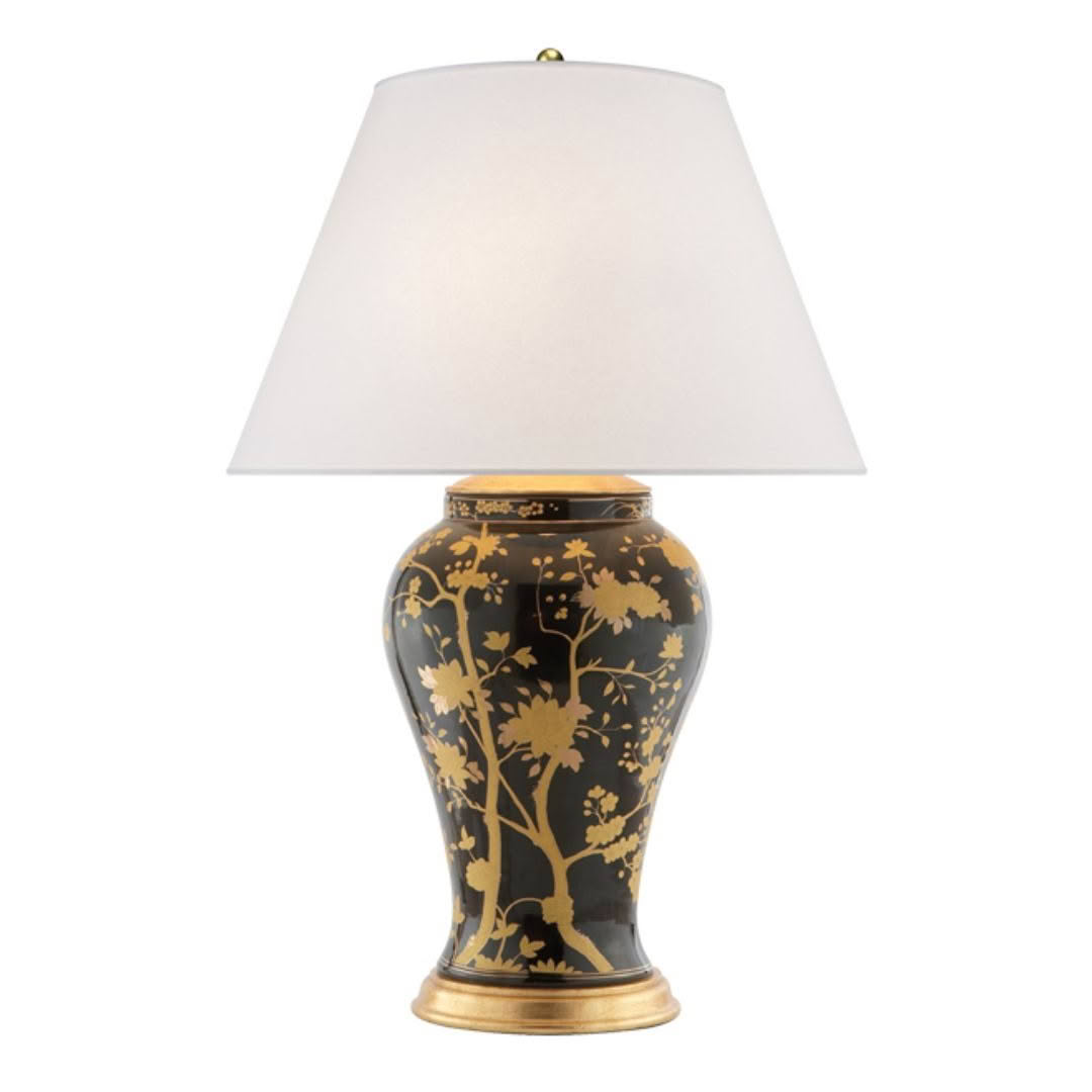 Elegant black and gold floral table lamp