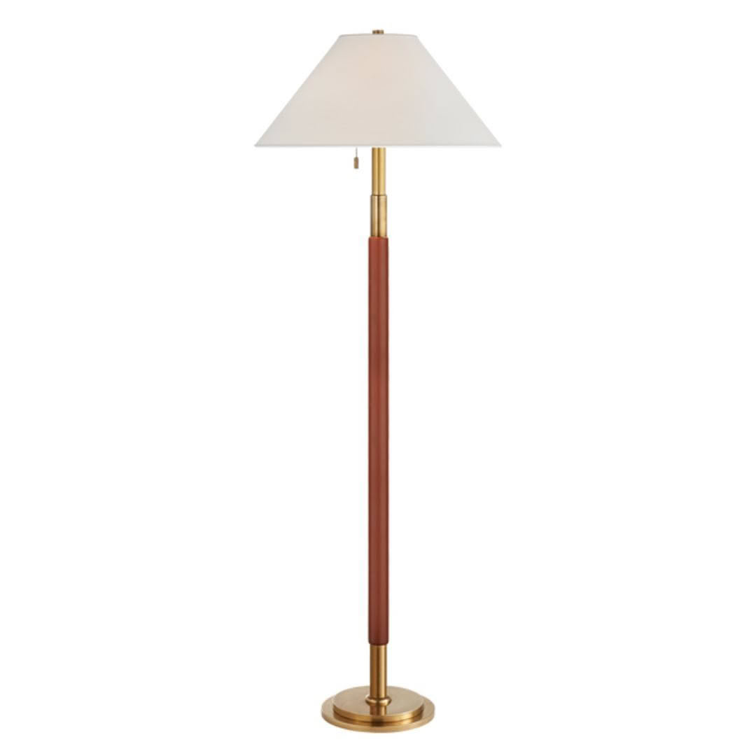 Elegant wooden floor lamp with white shade