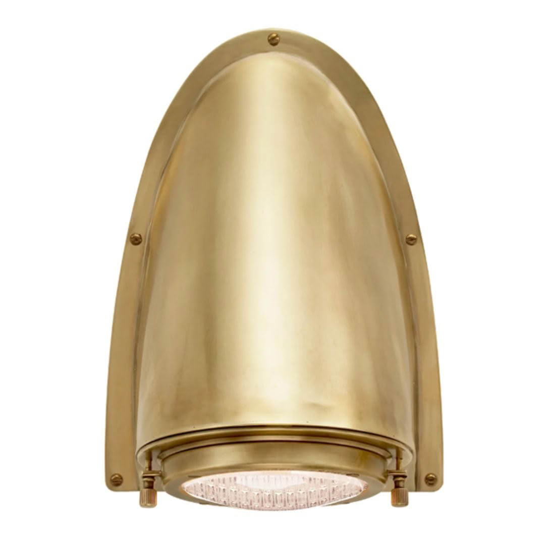 Brass nautical wall sconce with glass cover