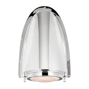 Modern silver dome showerhead on white background
