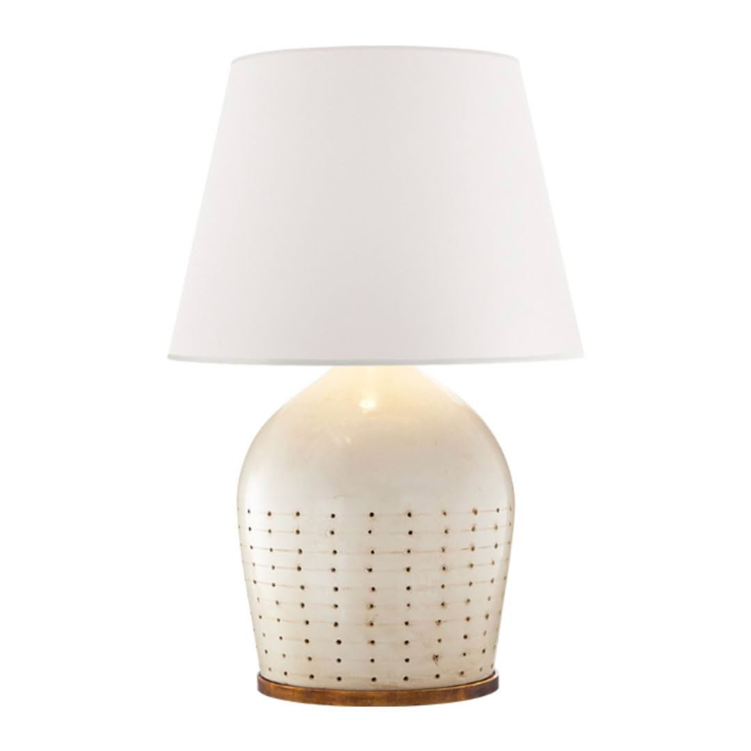 Ivory ceramic table lamp with white shade