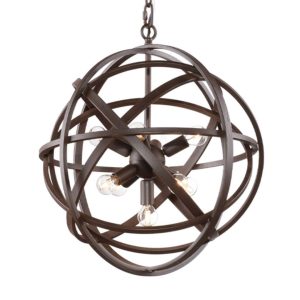 Orbital brown chandelier with exposed bulbs