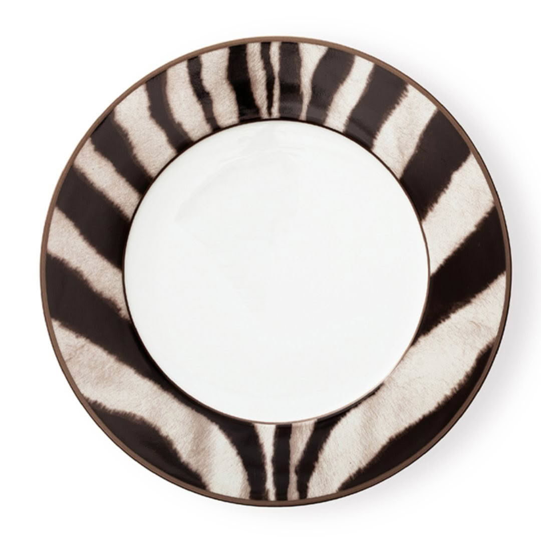 Striped pattern ceramic plate on white background