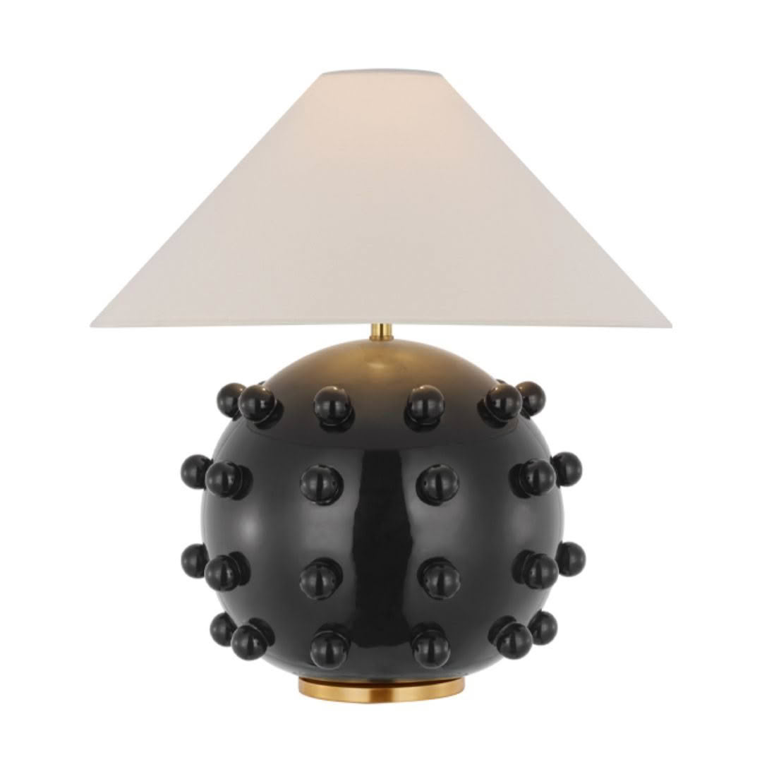 Modern black and gold lamp with spherical base