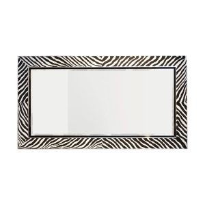 Zebra pattern framed rectangular mirror