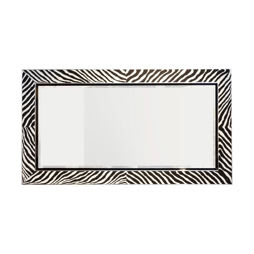 Zebra pattern framed rectangular mirror