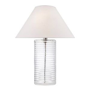 Elegant white lamp with ribbed glass base
