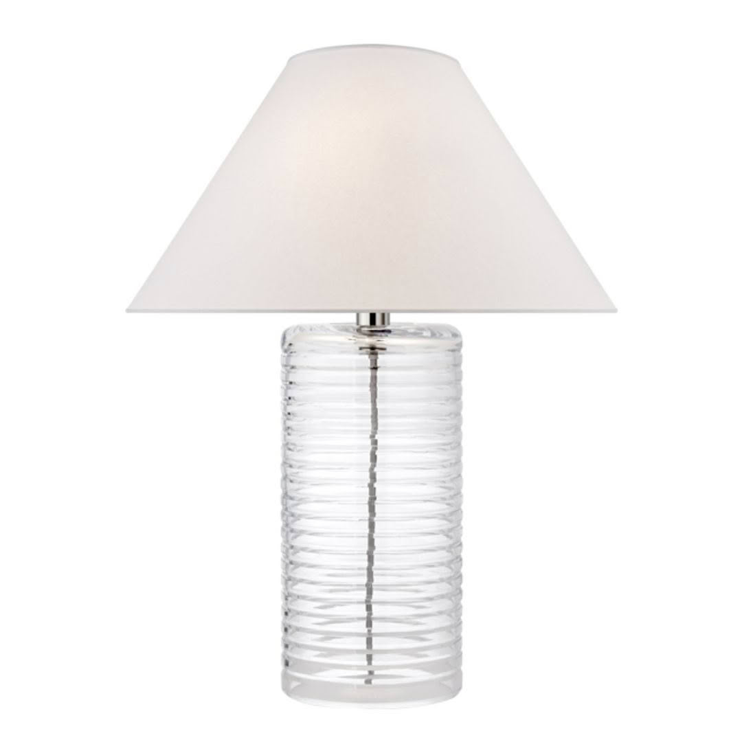 Elegant white lamp with ribbed glass base