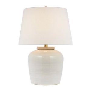 Elegant white and gold ceramic table lamp