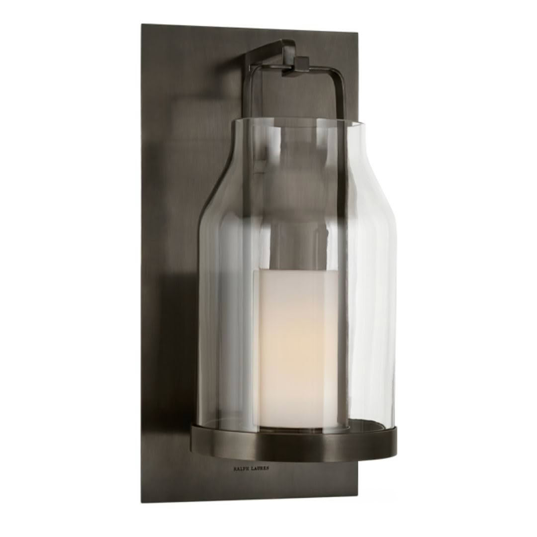 Modern wall-mounted glass lantern with metal frame