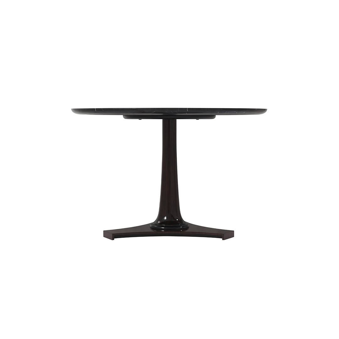 Round black pedestal table isolated on white