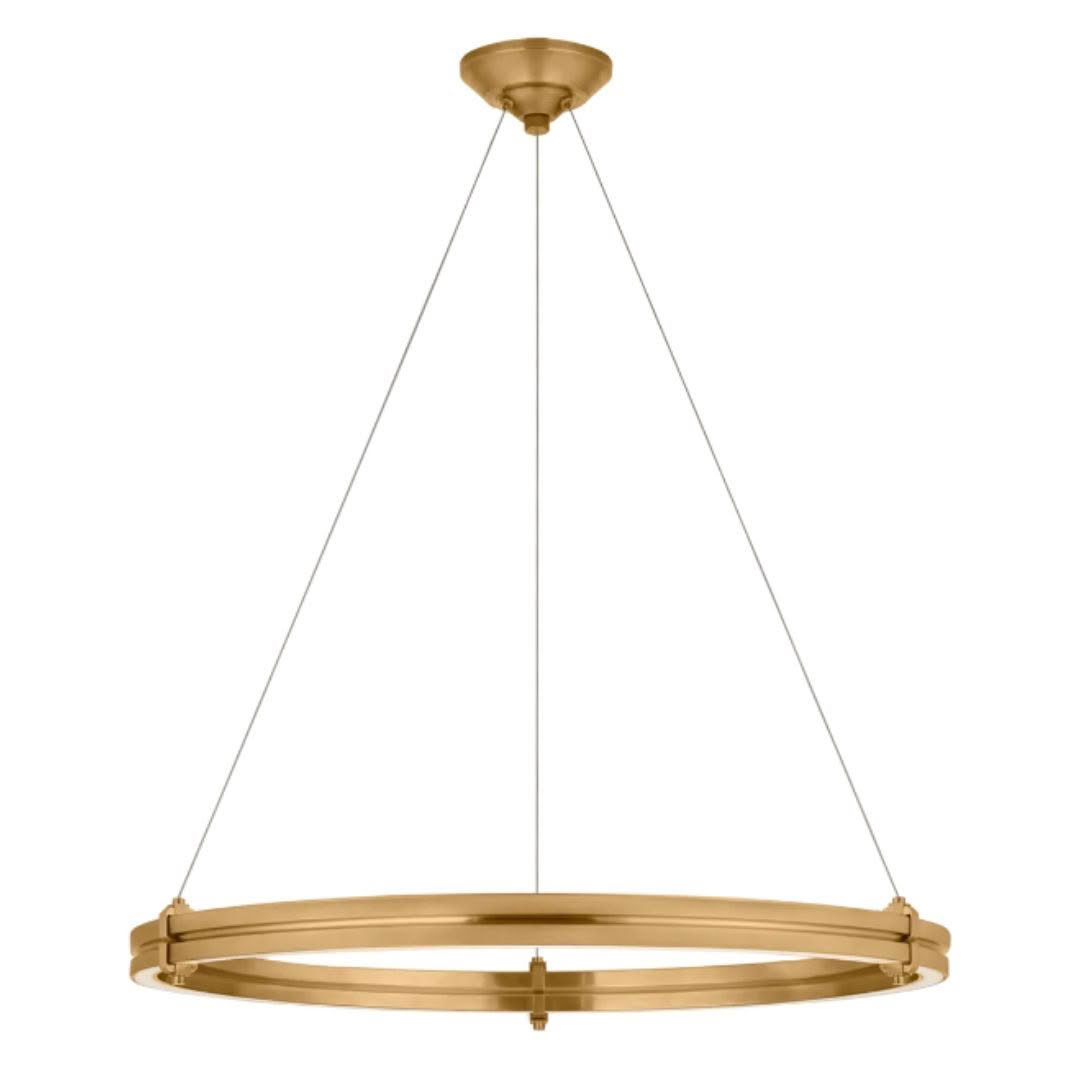 Gold circular hanging pendant light fixture