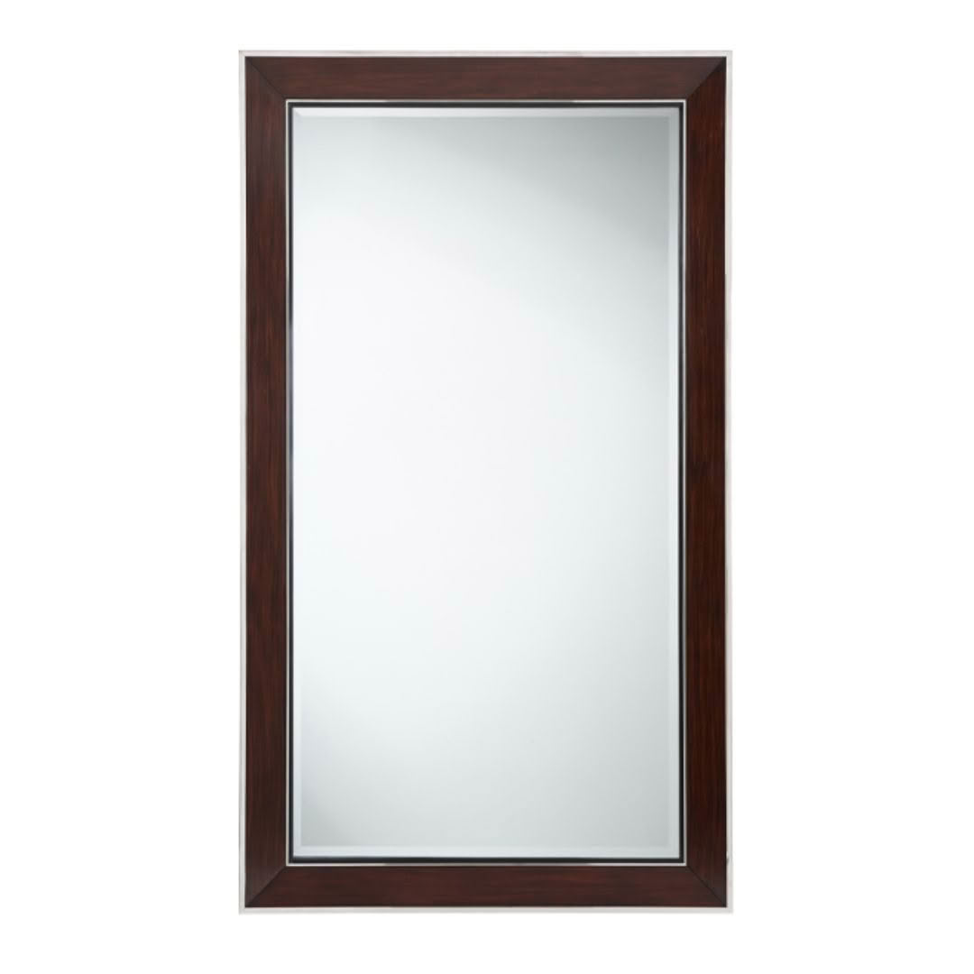 Rectangular mirror with dark wooden frame