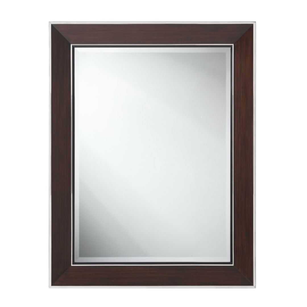Rectangular mirror with dark wooden frame