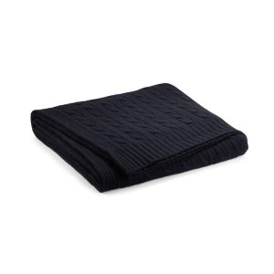 RL CABLE CASHMERE THROW 152 x 152cm col. MIDNIGHT BLACK