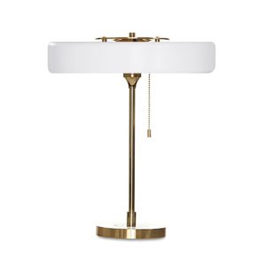 REVOLVE - TABLE LAMP - BRUSHED BRASS + WHITE