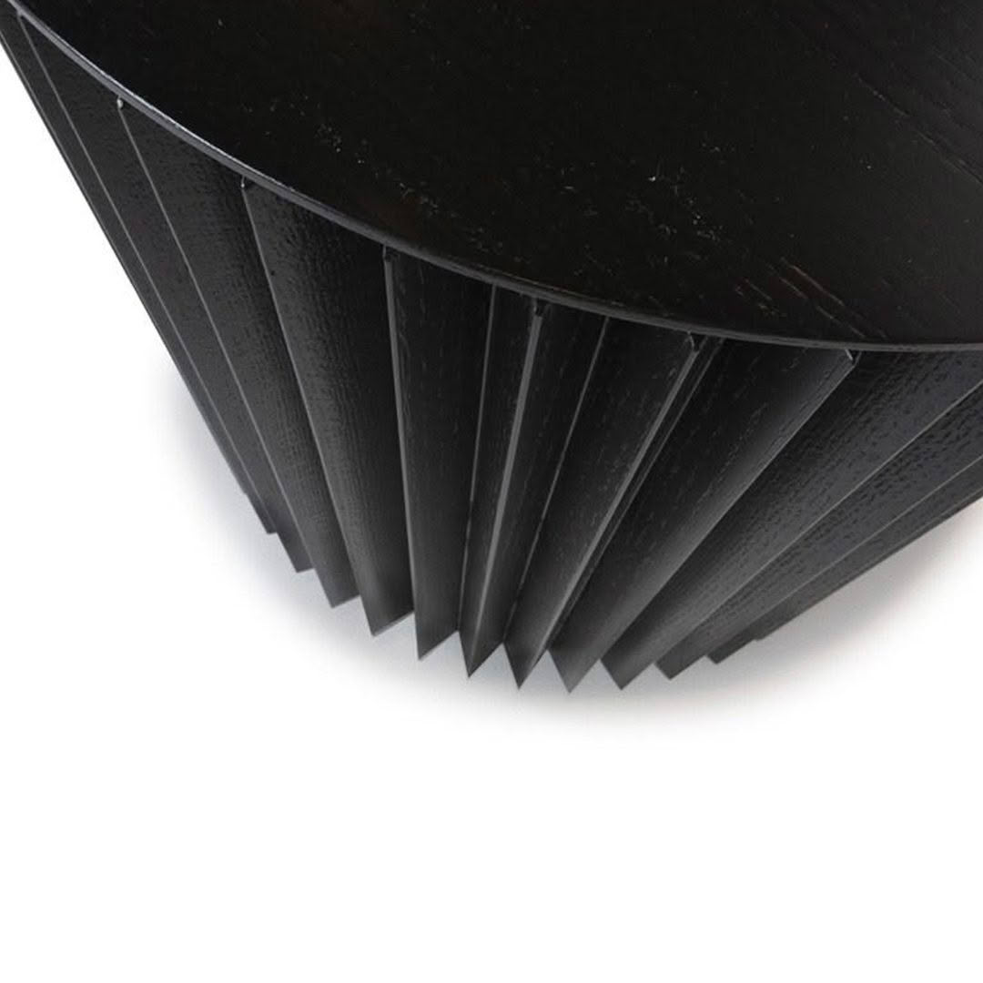 Black textured spiral staircase design close-up