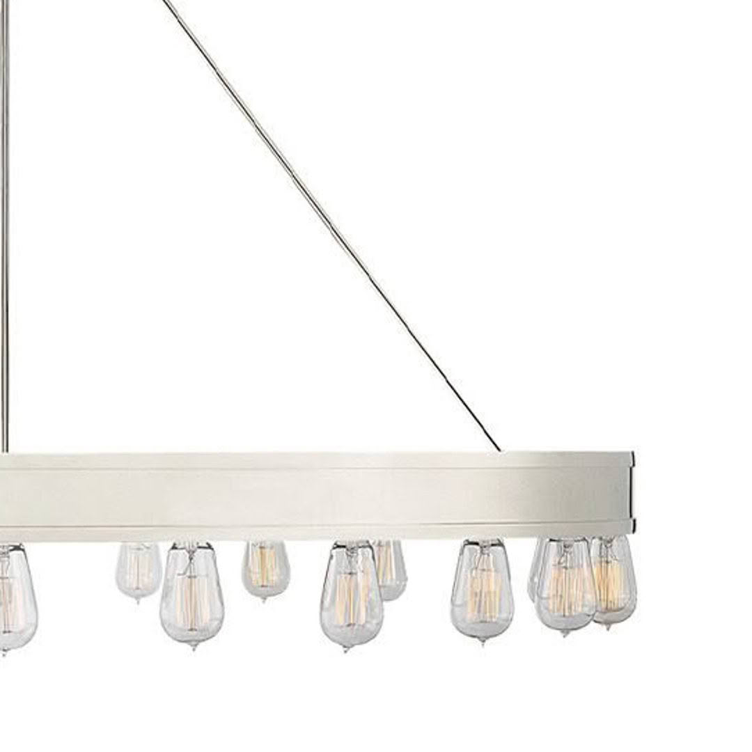 Modern linear chandelier with exposed bulbs
