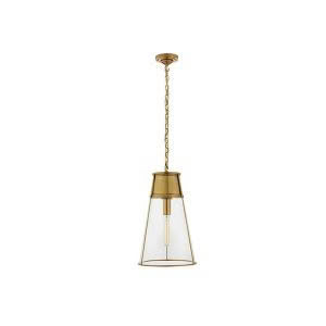 ROBINSON LARGE PENDANT - HAND-RUBBED ANTIQUE BRASS - CLEAR GLASS