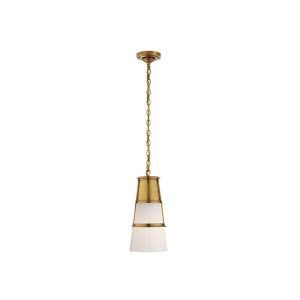 ROBINSON MEDIUM PENDANT - BRASS WITH WHITE GLASS