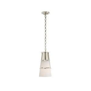 ROBINSON MEDIUM PENDANT - NICKEL WITH WHITE GLASS