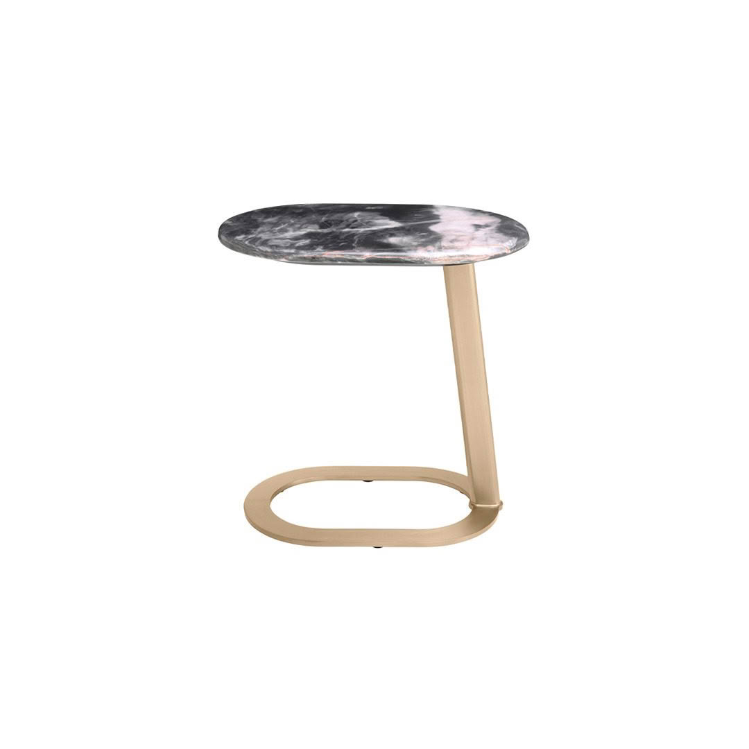 Elegant marble top stool with gold metal frame