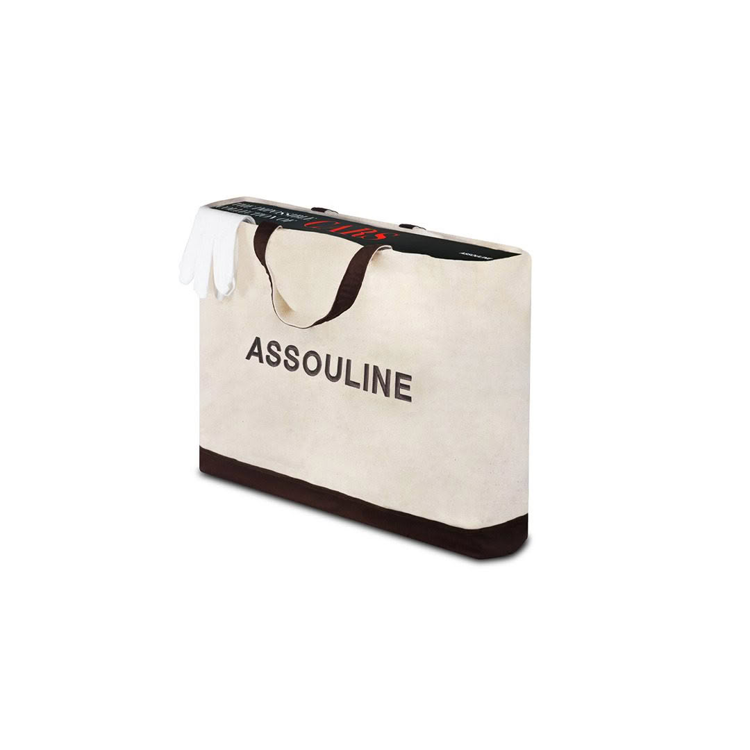The-Impossible-Collection-Of-Cars_4 Assouline branded canvas tote bag on white background
